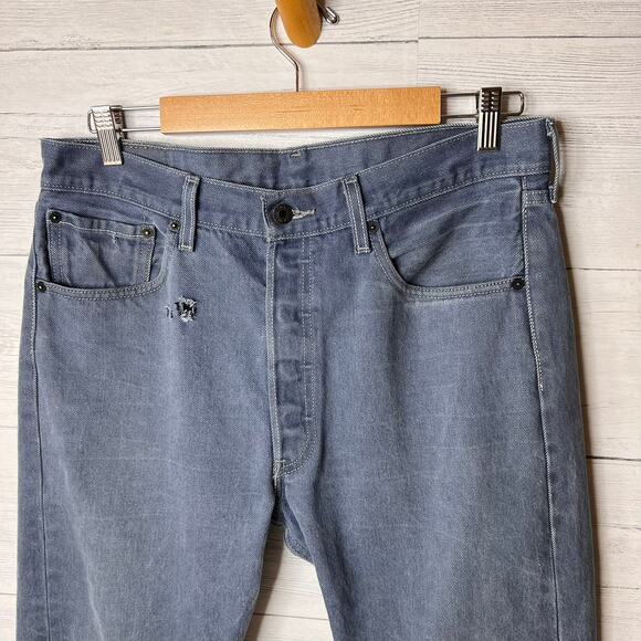 Levis Jeans Mens Size 34 X 30 Slate Blue Gray 501 Button Fly Straight Leg - Picture 8 of 16